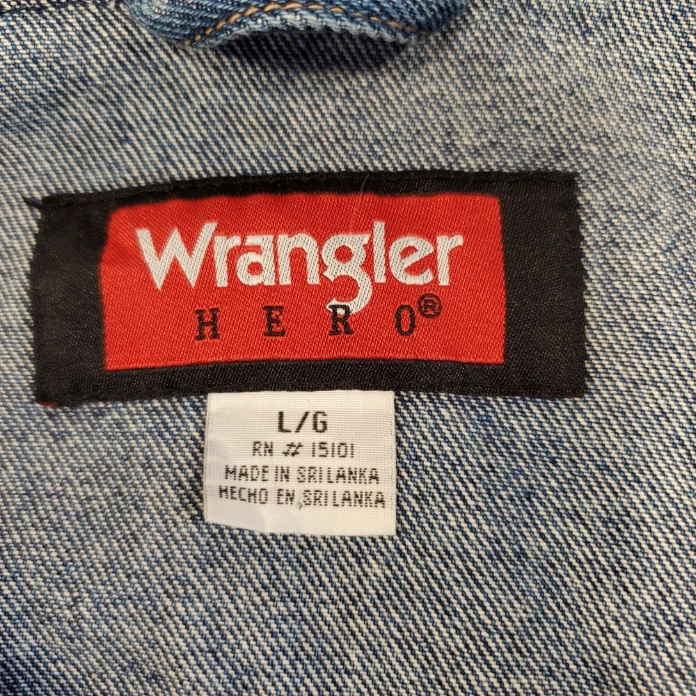 Wrangler Hero Mens Blue Denim Trucker Jacket Medium Wash Large RN15101